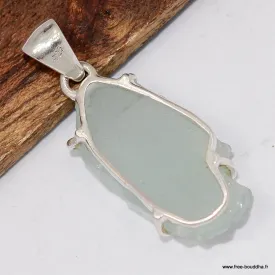 Pendentif Aigue-Marine Brute Vert pâle en Argent 925 - Bijoux en Aigue-marine