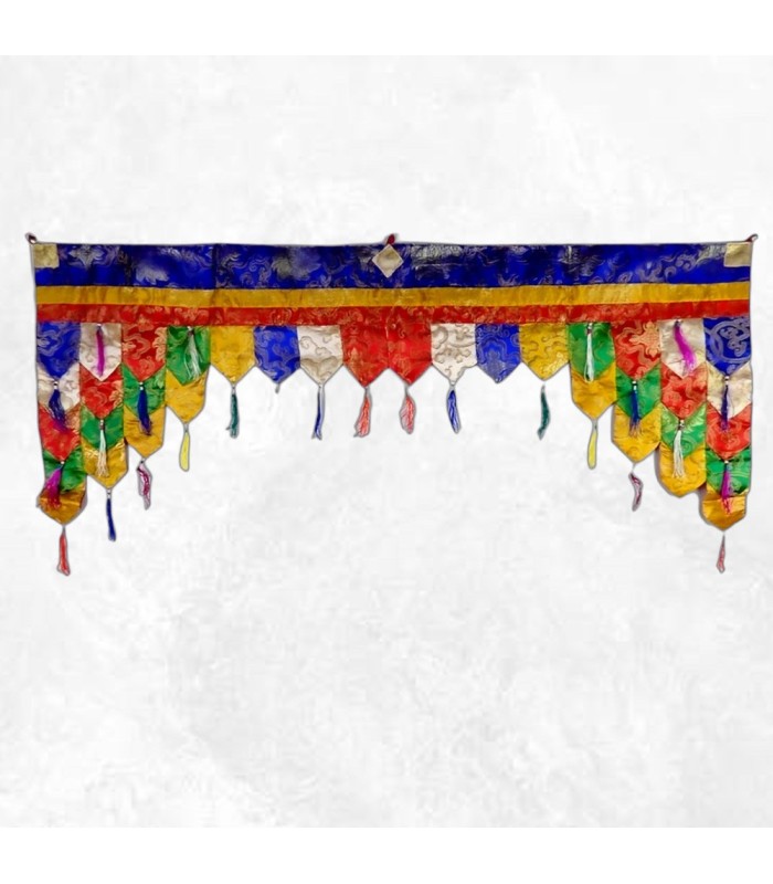 Tenture bouddhiste en coton brodé, fabriquée au Népal.