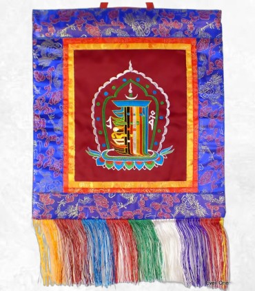 Tenture bouddhiste Kalachakra en coton brodé pour méditation