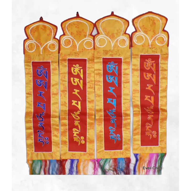 Tenture bouddhiste Manjushri bordée main 80 x 17 cm - Tentures bouddhistes