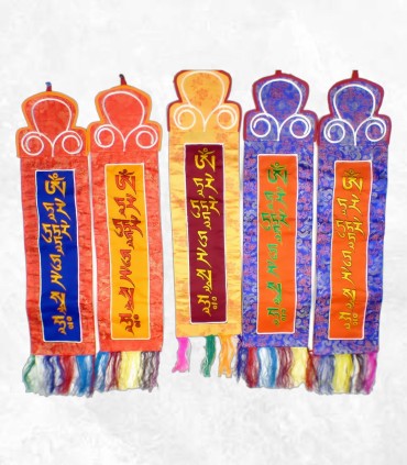 Tenture Mantra de Jambhala coton brocade brodée main décoration méditation