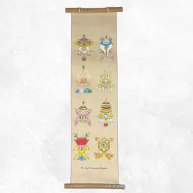 Tenture tibétaine bouddhiste lokta 8 signes auspicieux 46 cm - Tentures bouddhistes