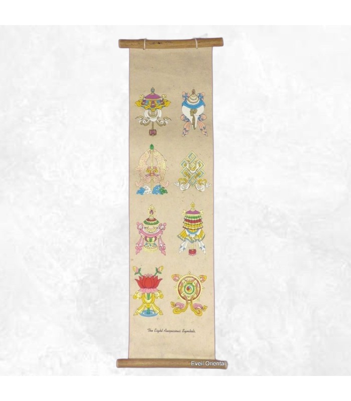 Tenture tibétaine en papier lokta, symbole de méditation.