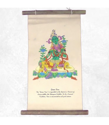 Tenture Tara Verte papier Lokta minimaliste, fait au Népal