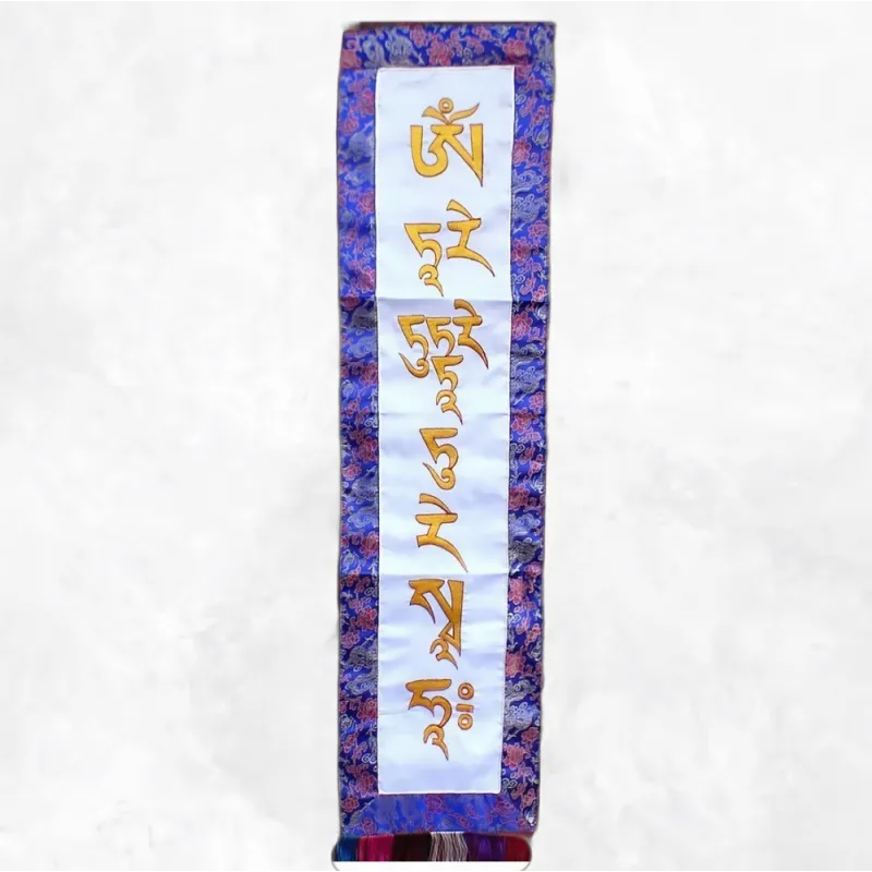 Tenture bouddhiste bannière Mantra de Tara couleur blanche - Tentures bouddhistes