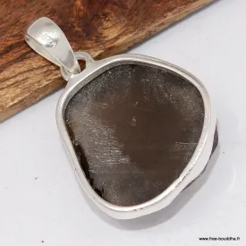 Pendentif argent Colombianite tectite colombienne - Cintamani - Pendentifs pierres naturelles