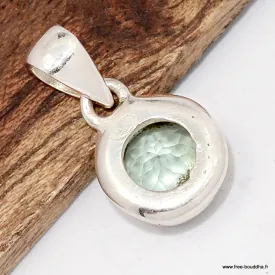 Pendentif Fluorite verte facettée - Forme ronde - argent 925 - Pendentifs pierres naturelles