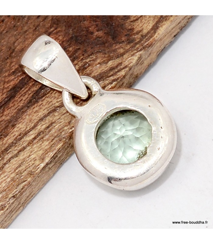 Pendentif Fluorite verte facettée - Forme ronde - argent 925