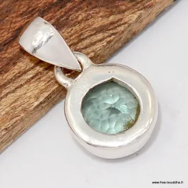 Pendentif Fluorite facettée vert soutenu - Forme ronde - argent 925 - Pendentifs pierres naturelles