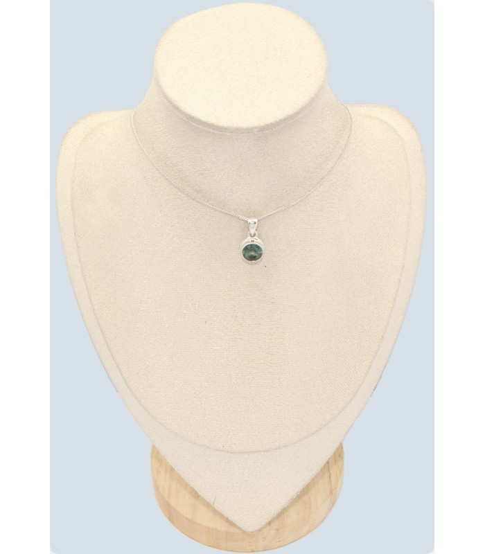 Pendentif rond fluorite verte authentique – Bijou lithothérapie 

