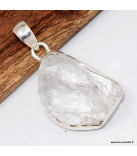Quartz lémurien brut clair serti sur argent 925 poinçonné
