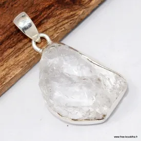 Quartz lémurien brut clair serti sur argent 925 poinçonné - Pendentifs pierres naturelles