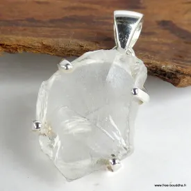 Quartz lémurien brut – pendentif artisanal en argent 925 - Pendentifs pierres naturelles