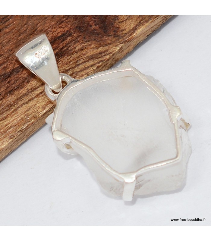 Pendentif Quartz lémurien véritable – Argent 925 poinçonné