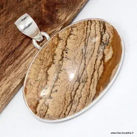 Pendentif Jaspe Paysage argent 925 - Pendentifs pierres naturelles