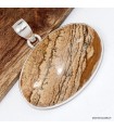 Pendentif jaspe paysage, argent 925, pierre naturelle authentique