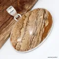 Pendentif Jaspe Paysage argent 925 - Pendentifs pierres naturelles