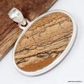 Pendentif Jaspe Paysage argent 925 - Pendentifs pierres naturelles