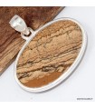 Pendentif jaspe paysage, argent 925, pierre naturelle authentique