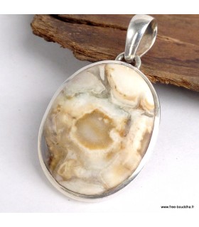 Pendentif argent 925 avec jaspe brun, certifié.