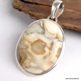 Pendentif argent Jaspe Brun - Pendentifs pierres naturelles