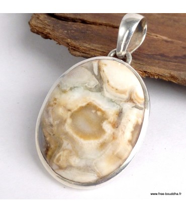 Pendentif en Jaspe Brun véritable – Argent 925 poinçonné