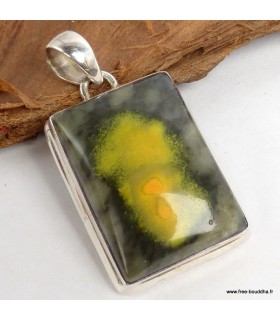 Pendentif Jaspe Bourdon jaune noir en argent 925, élégant.