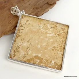 Pendentif Psilomelane dendrite germanique - argent 925 - Pendentifs pierres naturelles