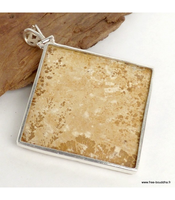 Pendentif Psilomelane dendrite germanique - argent 925