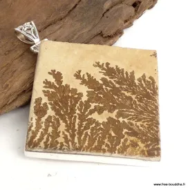 Pendentif Psilomelane dendrite germanique - argent 925 - Pendentifs pierres naturelles