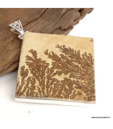 Pendentif en Psilomélane Dendrite – Dendrite Allemande – Argent 925
