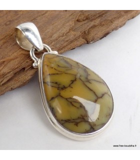 Pendentif goutte  Opale dendritique australienne - argent 925