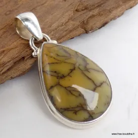 Pendentif goutte Opale dendritique australienne - argent 925 - Pendentifs pierres naturelles
