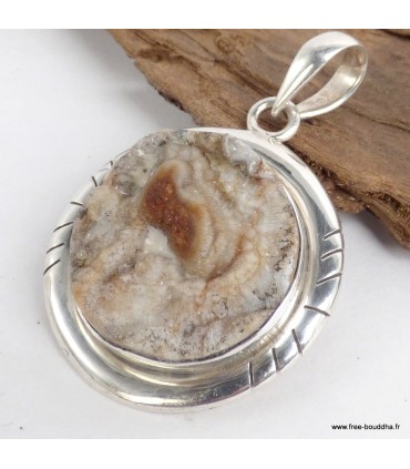 Pendentif Pierre du Désert rare – Argent 925 massif avec attestation