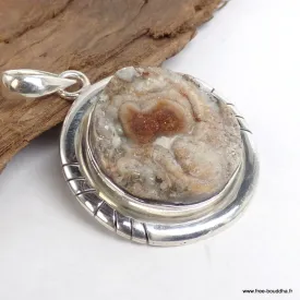 Pendentif argent Pierre du désert - effet rocher - Pendentifs pierres naturelles