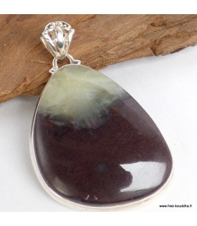 Pendentif argent 925 avec préhnite boulder naturelle.