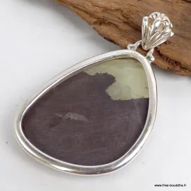 Pendentif argent Prehnite boulder - Pendentifs pierres naturelles