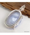 Pendentif onyx bleu à bandes véritable en argent 925