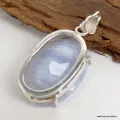 Pendentif Onyx bleu à bandes forme ovale - Pendentifs pierres naturelles