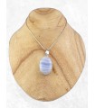 Pendentif onyx bleu à bandes véritable en argent 925