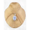 Pendentif Onyx bleu à bandes forme ovale - Pendentifs pierres naturelles