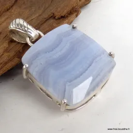 Pendentif Onyx bleu à bandes forme carrée - Pendentifs pierres naturelles