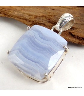 Pendentif Onyx bleu en argent 925, élégant et gravé main.