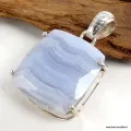 Pendentif Onyx bleu à bandes forme carrée - Pendentifs pierres naturelles