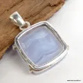 Pendentif Onyx bleu à bandes forme carrée - Pendentifs pierres naturelles