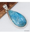 Pendentif apatite bleue néon naturelle en argent 925 certifié