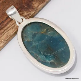 Pendentif Apatite bleu néon – Pierre naturelle et argent massif - Pendentifs pierres naturelles