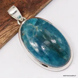 Pendentif Apatite bleu néon – Pierre naturelle et argent massif - Pendentifs pierres naturelles