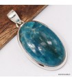 Pendentif apatite bleue certifié en argent 925 pierre naturelle