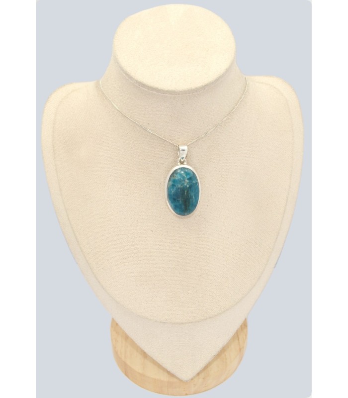 Pendentif Apatite bleu néon – Pierre naturelle et argent massif